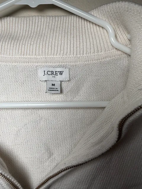 J.Crew Half-Zip Sweater Size M Striped Black White Mock Neck