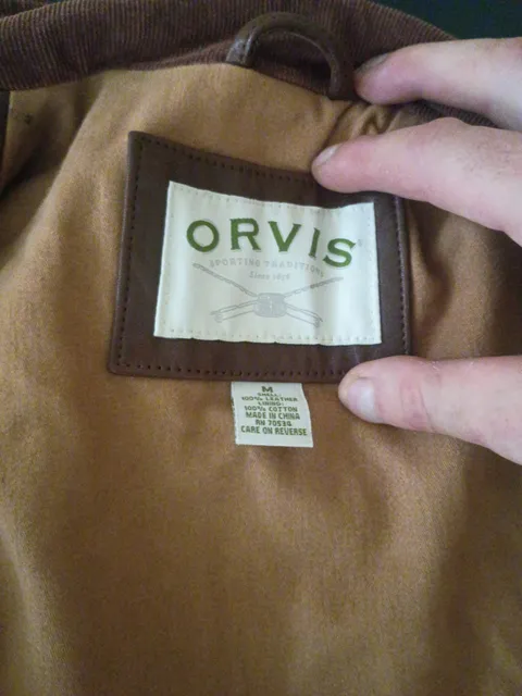 Orvis Leather Vest Size M Brown 100% Leather Safari Sportsman