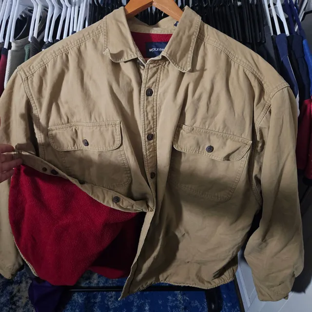 Puritan Fleece Lined Button Up Shirt Tan XL