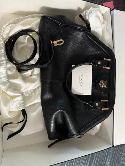 Gucci Black Leather Rebelle Top Handle Bag