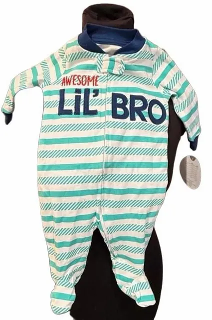 Koalababy Lil Bro Footed Sleeper Size 0-3m Striped Cotton