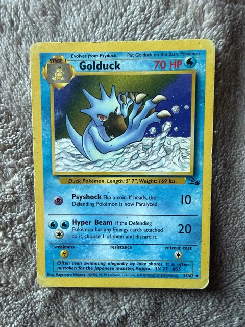 Pokemon Golduck Fossil Set 35/62 Uncommon Trading Card 1999