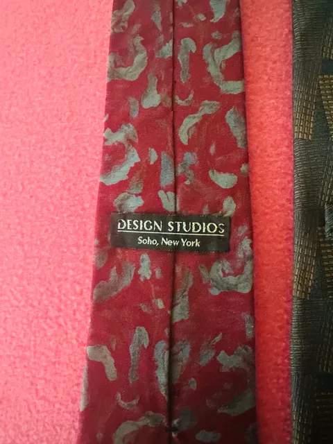 Design Studios Neck Tie Red Abstract Print Silk