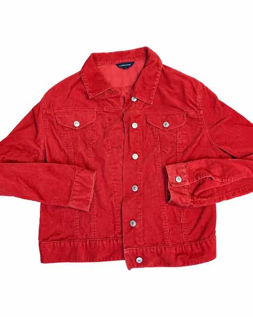 Lands' End Corduroy Jacket Size L 14-16 Red