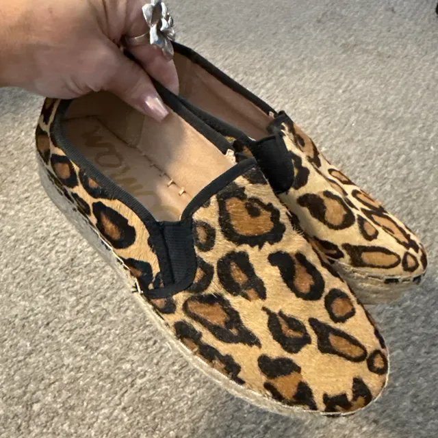 Sam Edelman Leopard Calf Hair Espadrille Slip On Shoes 6.5