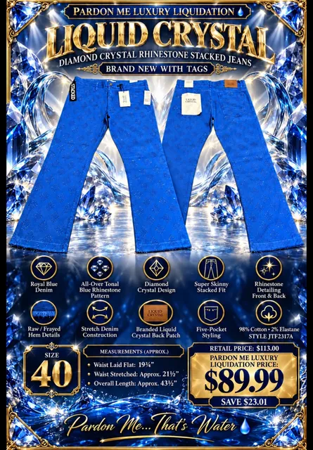 Liquid Crystal Diamond Crystal Rhinestone Stacked Jeans