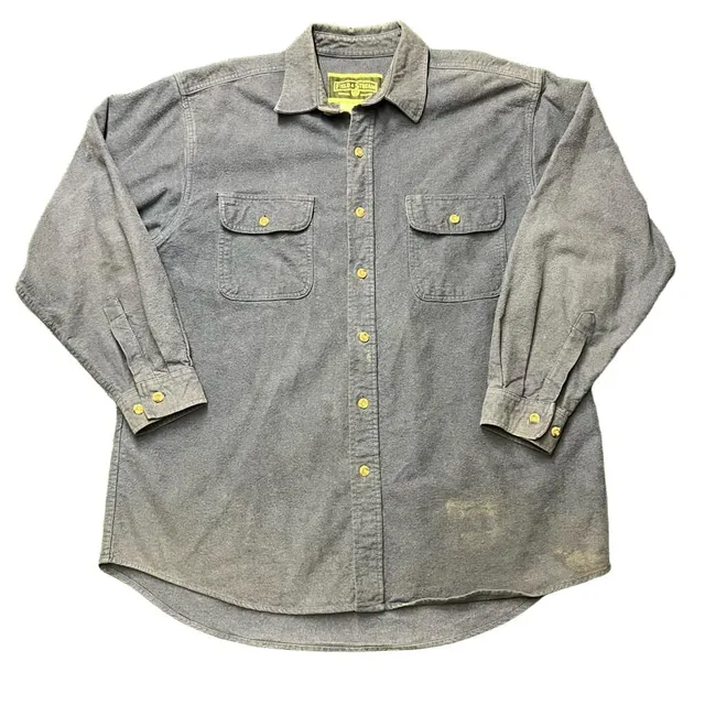 Field & Stream Heavyweight Chamois Flannel Shirt Blue Long Sleeve