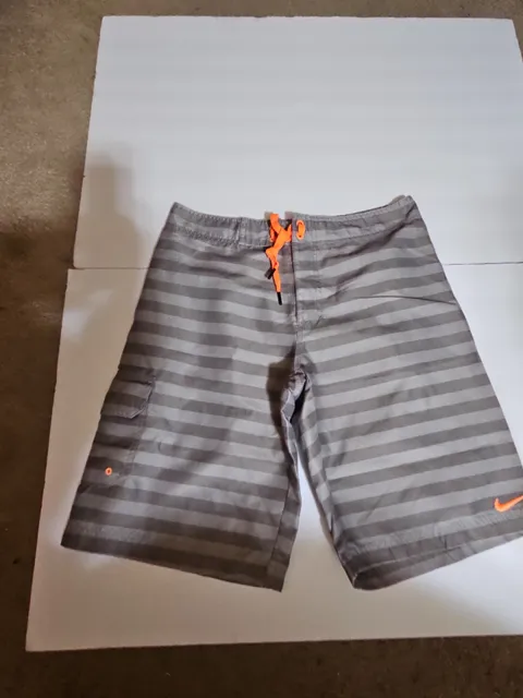 Nike Swim Trunks Size 30 Gray Striped Board Shorts