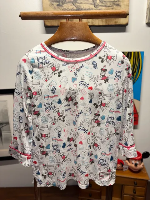 Disney Parks Mickey Minnie Mouse Long Sleeve Shirt Size L White