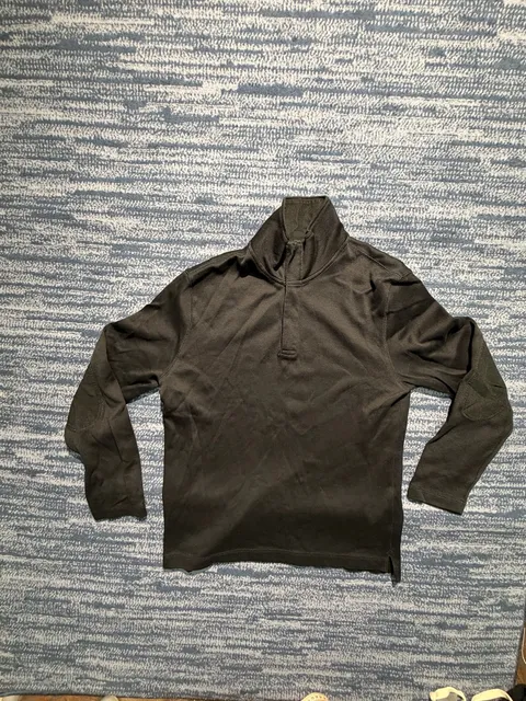 Banana Republic Quarter Zip Sweater Black Cotton Elbow Patches