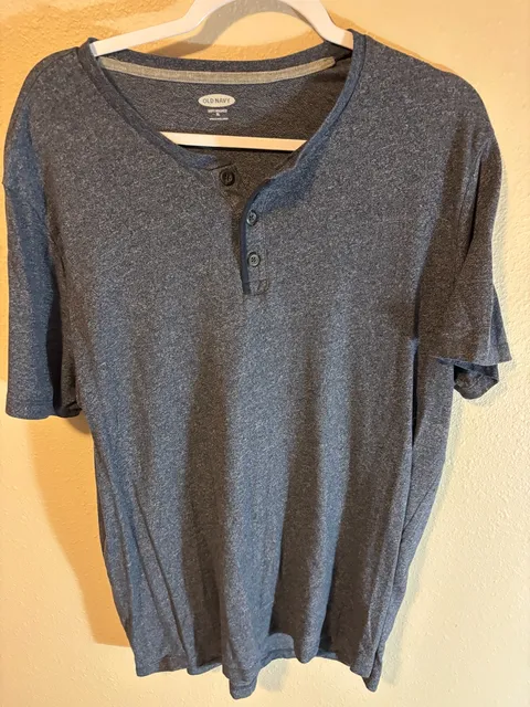 Old Navy Textured Henley Tee Size XL Blue Short Sleeve