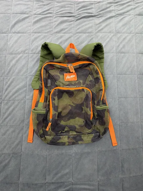 Austin Trading Co. Camo Mesh Backpack Orange Green