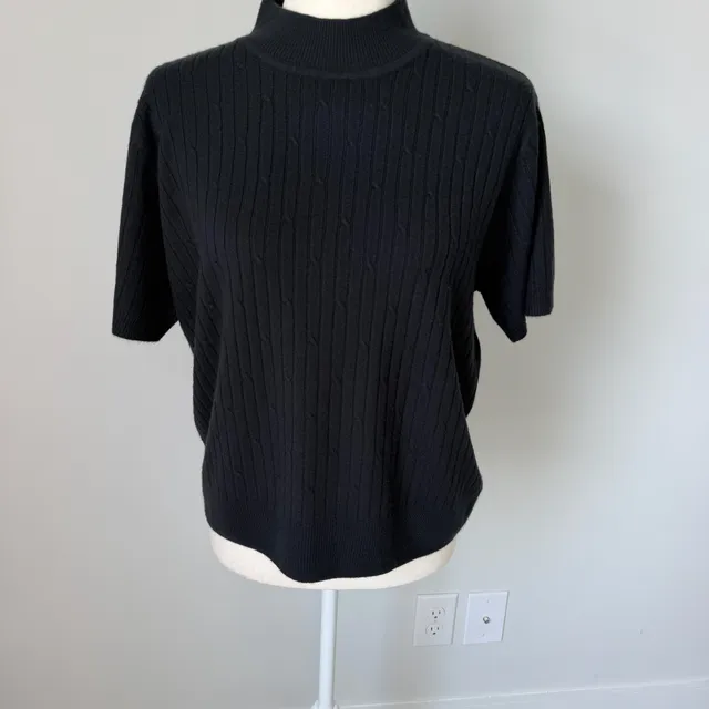 Villager A Liz Claiborne Company Sweater XL Black Mock Neck Short Sleeve
