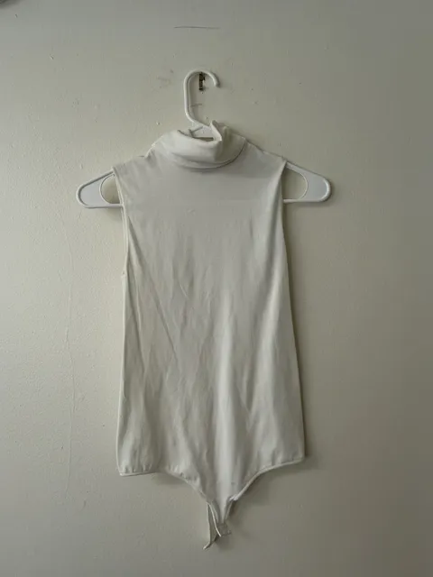 Wolford Sleeveless Turtleneck Bodysuit Size S Ivory