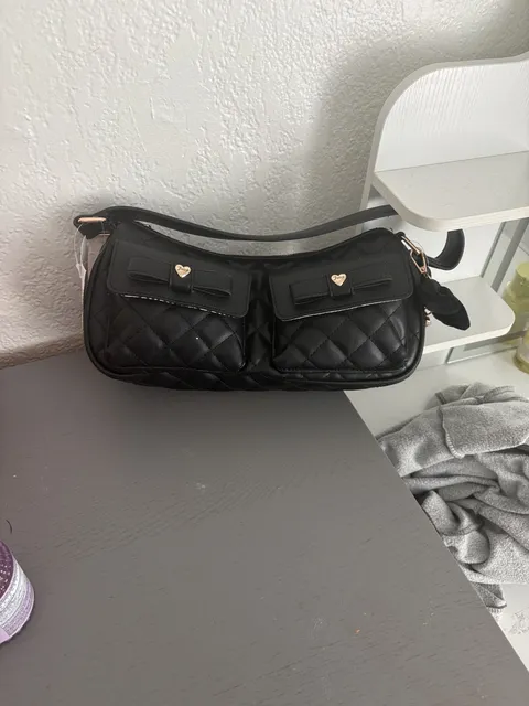 Juicy Couture Quilted Shoulder Bag Black Bow Heart