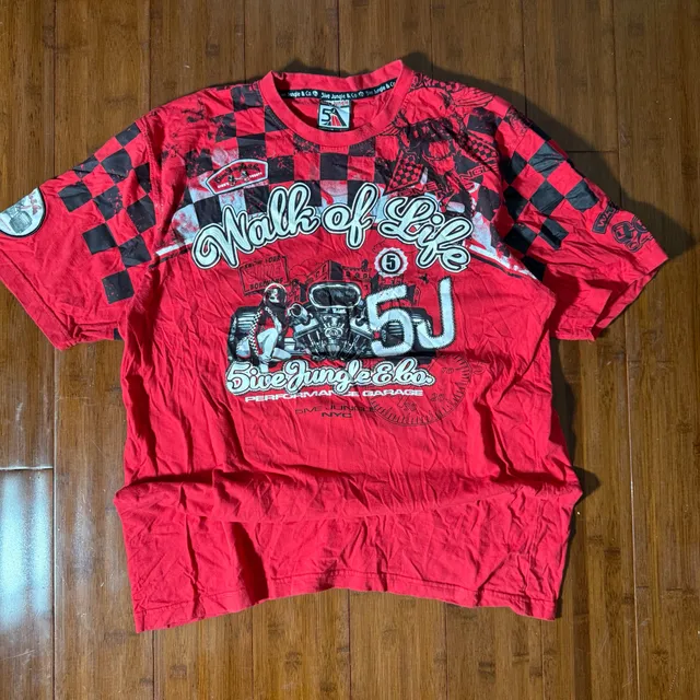 Sive Jungle Graphic T-Shirt Size 2XL Red Walk Of Life Racing Tee