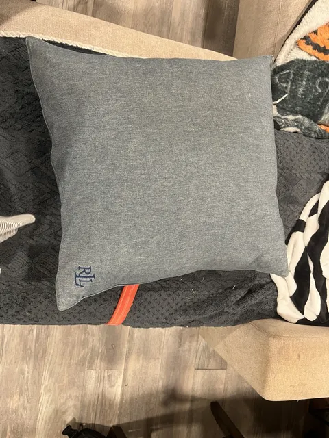 Lauren Ralph Lauren Chambray RL Logo Accent Throw Pillow Blue Cotton