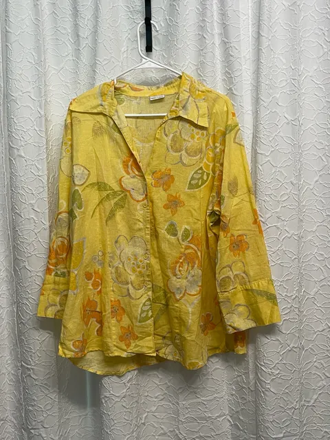 Vintage Harve Benard Yellow Floral Button Up Blouse Shirt Cottagecore