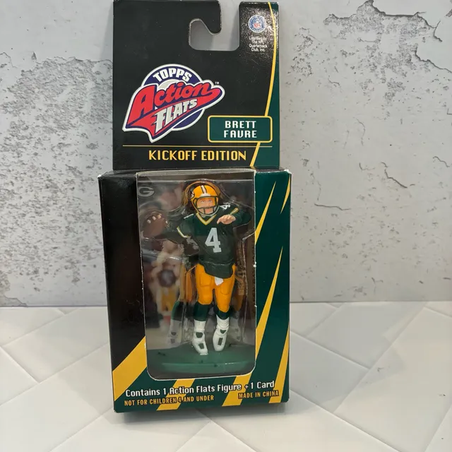 Vtg Topps Action Flats Brett Favre Kickoff Edition Figure And Card