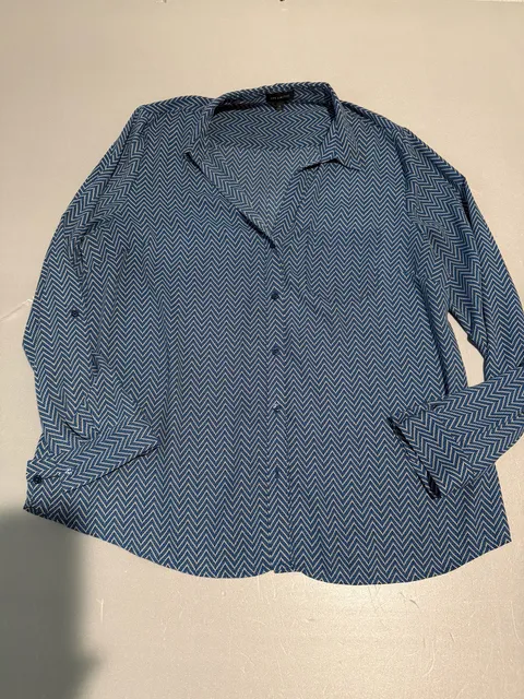 The Limited Button Down Shirt Size M Blue White Chevron Print