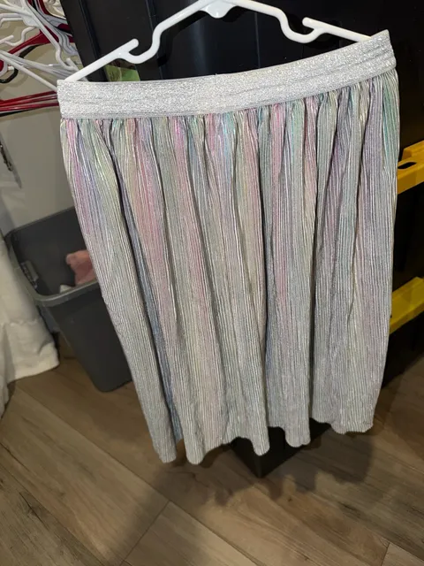 Wonder Nation Pleated Skirt Size L 10-12 Metallic Rainbow