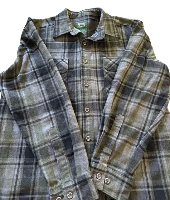 Stillwater Supply Co. Plaid Flannel Shirt Size L Green Black Long Sleeve