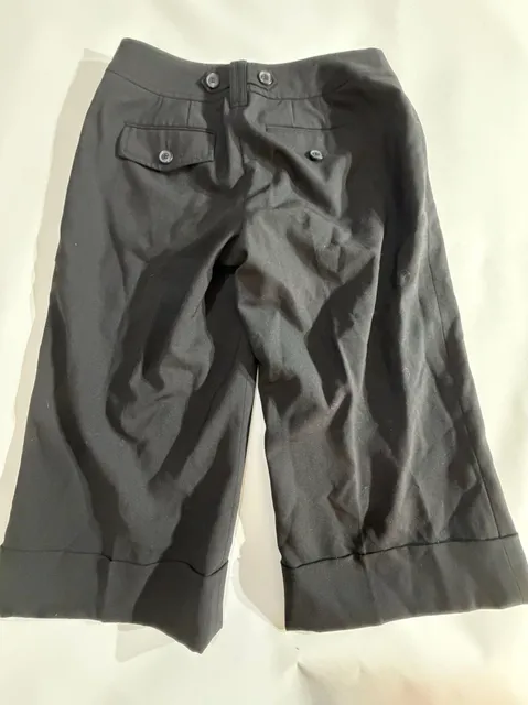 Ann Taylor LOFT Julie Black Cuffed Wide Leg Trouser Pants 0P