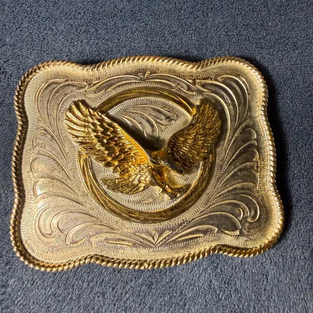 Vintage Gold Tone Eagle Western Belt Buckle