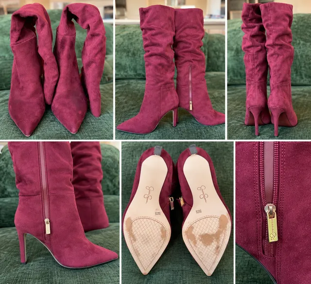 Jessica Simpson Slouch Boots Size 8M Burgundy Suede Stiletto