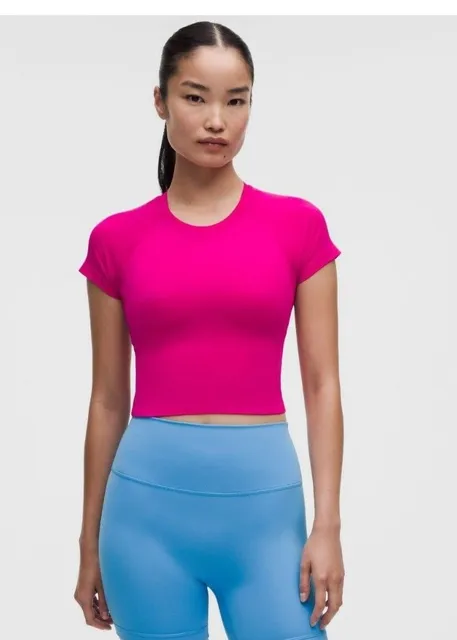 Lululemon Swiftly Tech Cropped Short Sleeve 2.0 Size 10 Pink Flare