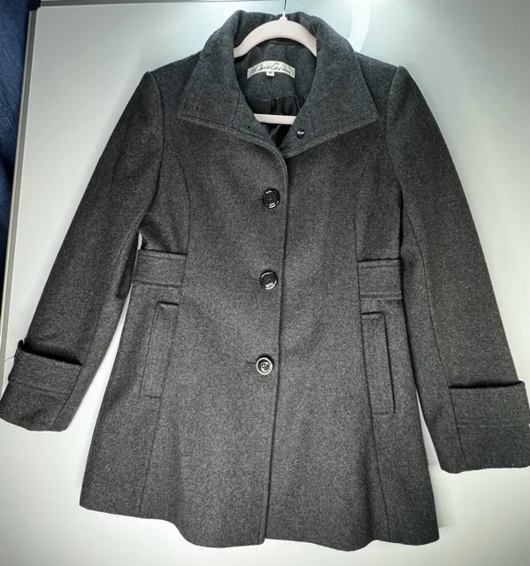 Kenneth Cole New York Wool Blend Coat Size 4P Grey