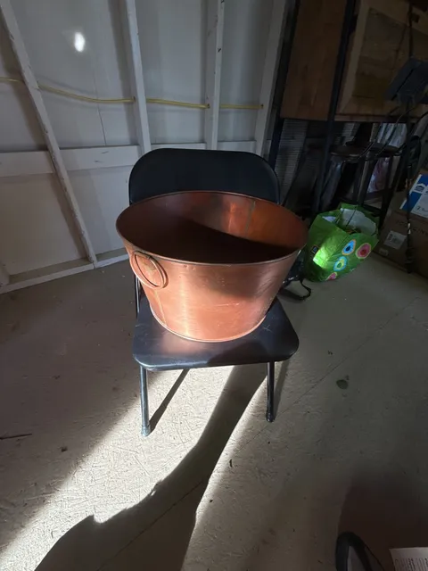 Vintage Copper Beverage Tub 17 Inch Diameter Handles