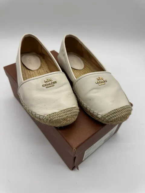 Coach Rhodelle Soft Lambskin Espadrille Flats Size 8 M White