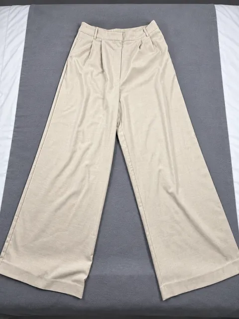 Worthington Slim Leg Pants Size 12 Beige Pleated High Rise Trousers