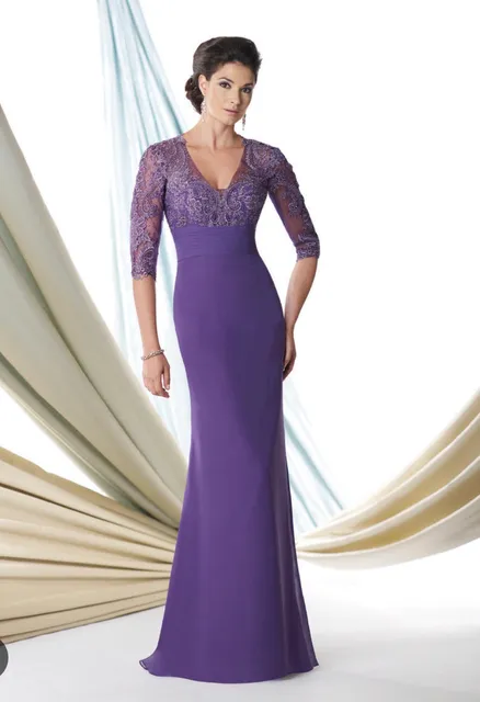 Montage by Mon Cheri Mother of the Bride Dress Size 6 Purple Lace Chiffon