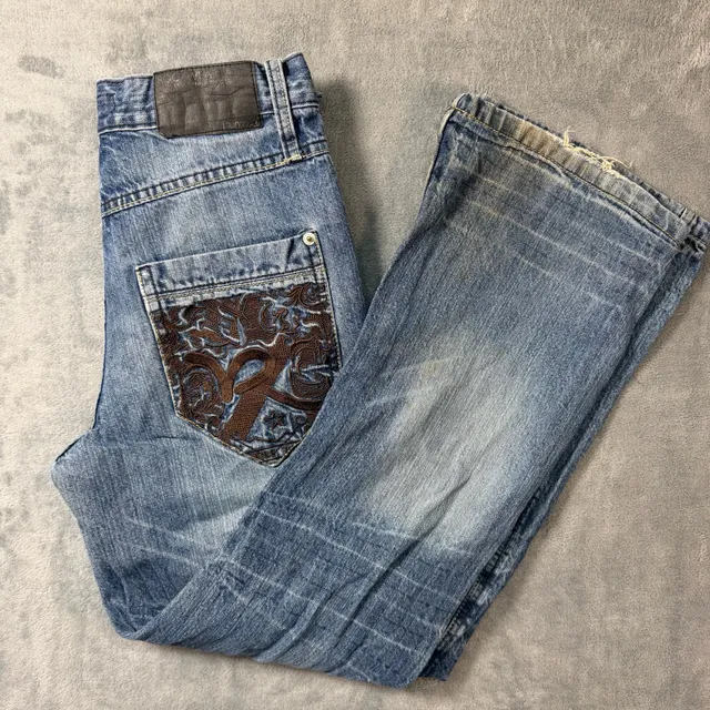 Vintage Rocawear Embroidered Jeans Size 14 Waist 29 Y2K Streetwear Baggy