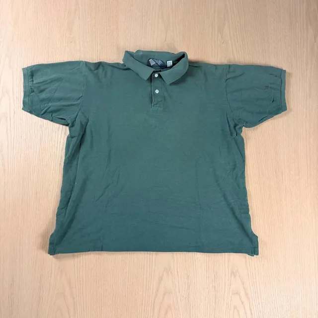 Lands' End Short Sleeve Polo Shirt Size L Green Cotton Made in USA