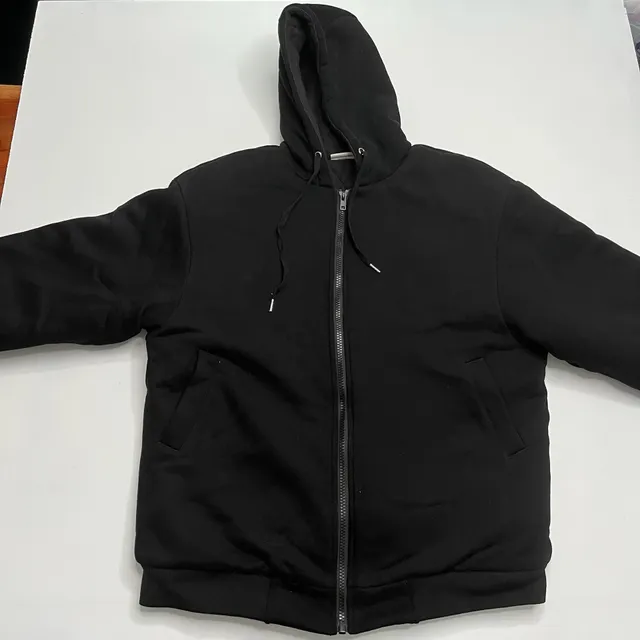Comfrt Weighted Hoodie Size Large Black Zip Up Pocket