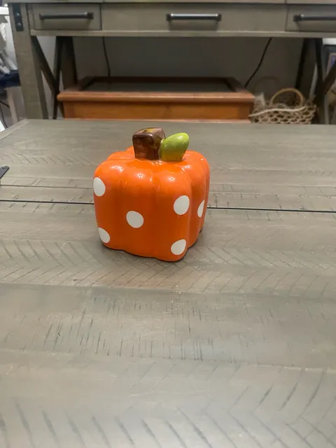 Ceramic Mini Polka Orange Pumpkin Candle - Marcie's Gadgets,