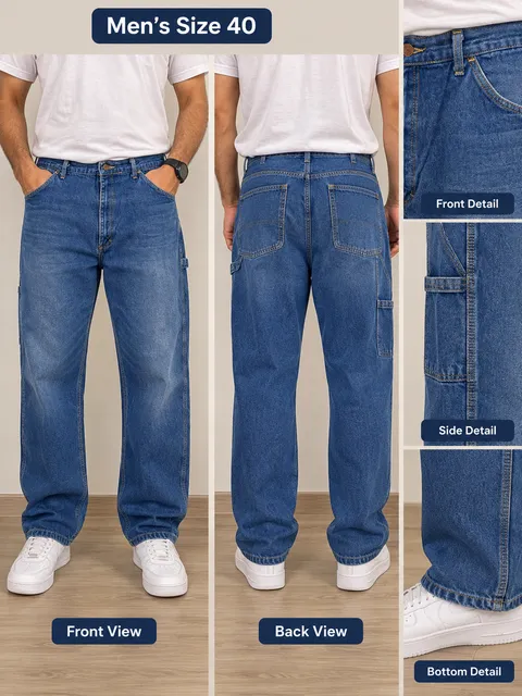 Big Ben Carpenter Jeans 40x30 Blue Cotton Relaxed Straight Leg