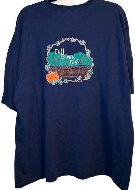 Gildan Fall River Fest T-Shirt Size 2XL Navy Short Sleeve Graphic Tee
