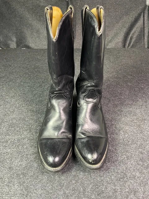 Acme Black Leather Roper Boots Size 10.5D Western Cowboy Motorcycle