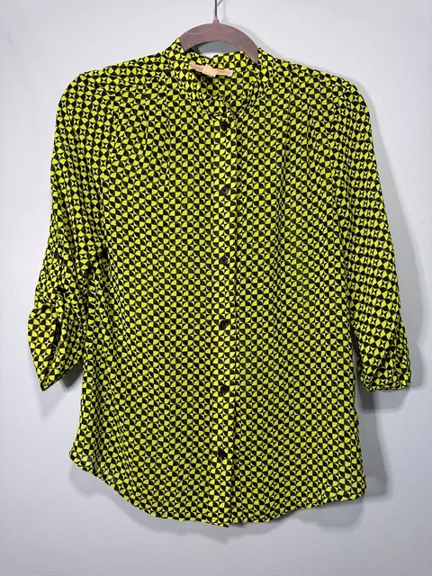 Michael Kors Geometric Print Button Up Blouse