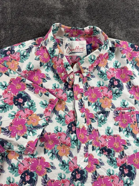 Chubbies Floral Short Sleeve Button Down Shirt Size Large Hawaiian style