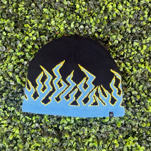 Empyre Reversible Beanie Flame Black Red Blue Knit Hat