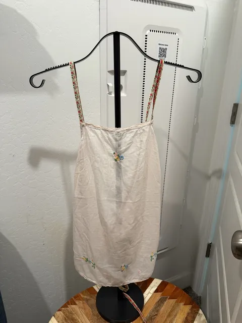 Free People Floral Embroidered Camisole Size L Pink Rose Tank Top New