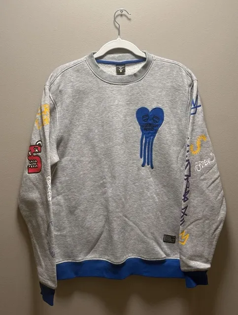 Screenshot Brand Sweatshirt Size Medium Grey Blue Graffiti Print