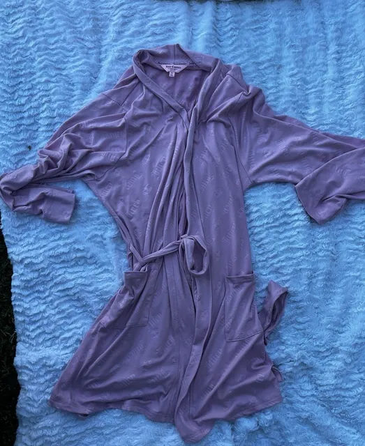 Juicy Couture Robe Womens L/XL Purple Velour Kimono Belted Logo ...,