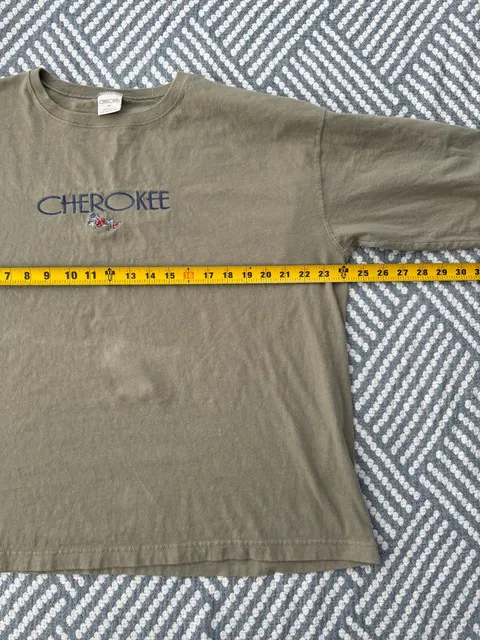 Cherokee Vintage women’s Long Sleeve T-Shirt Size XL Olive Green with floral