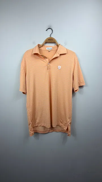 Peter Millar Summer Comfort Stripe Polo Size M Orange Golf